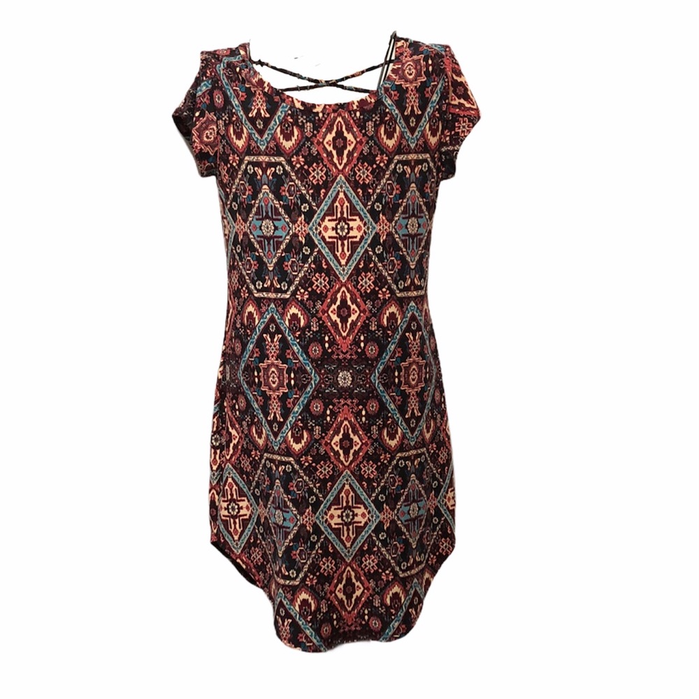 No Boundaries Criss Cross Multicolored Dress